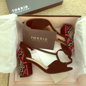 Torrid black and neon block heels